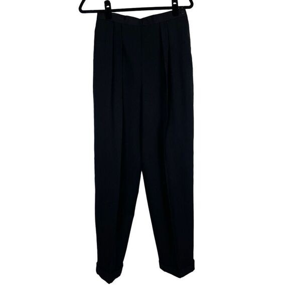 Vintage Ciao Sport 100% Wool Pleated Black High Rise Trouser - Women’s 10 - Picture 1 of 6